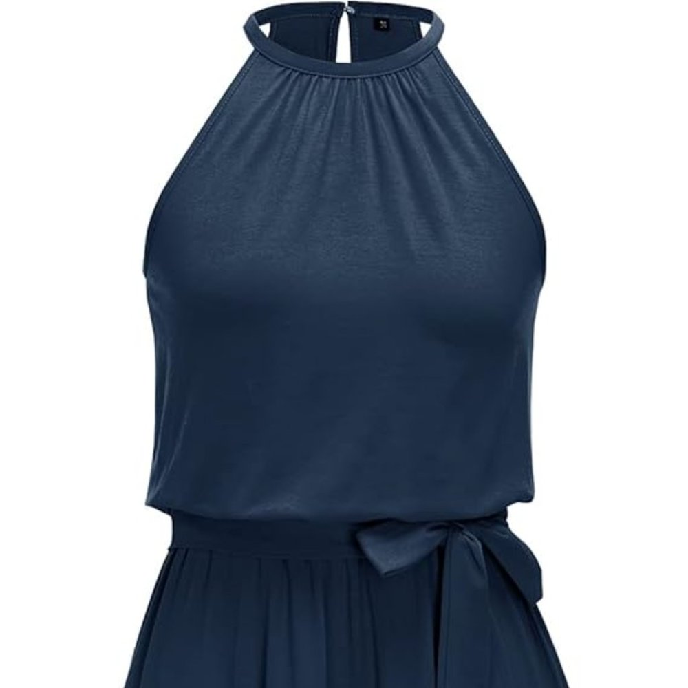 Newshows Women's 2023 Summer Halter Dress Blue Size Small